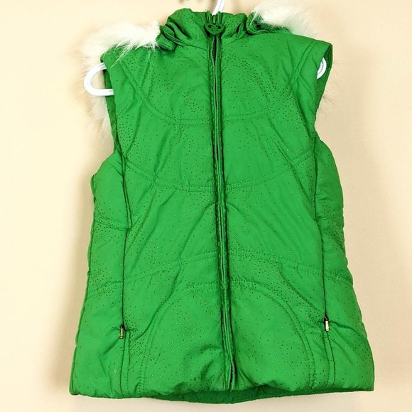 PLACE Girls Green Vest with Hood Side 7/8 - Picture 3 of 15